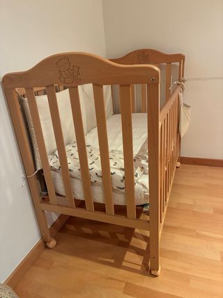 Cuna madera 120x60 con ruedas