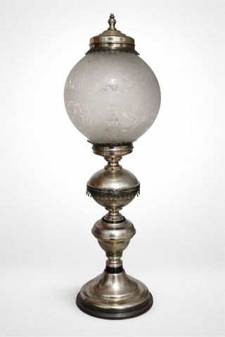 Lámpara vintage cristal y metal plateado