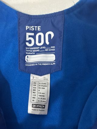 Conjunto esquí chaqueta y pantalón azul T3-4