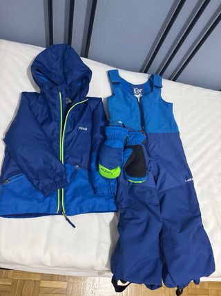 Conjunto esquí chaqueta y pantalón azul T3-4