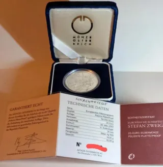 Austria 20€ Stefan Zweig 2013 Proof