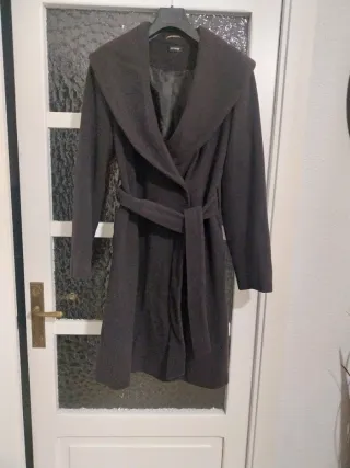 Abrigo largo lana con solapa grande, t. 40/42