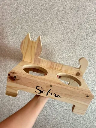 Comedouro Bebedouro Gato Madeira Personalizado