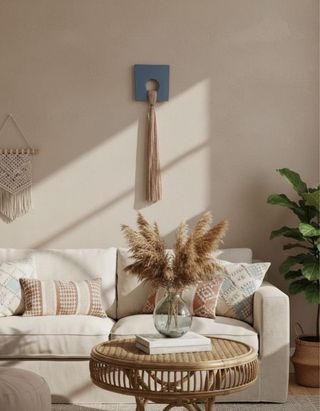 Decoración de pared azul y beige