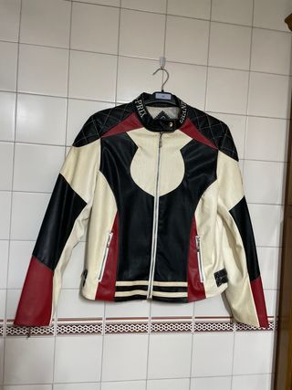 Chaqueta vintage Cuero Estilo Motera Talla L- XL