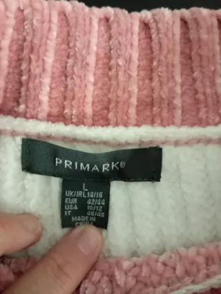 Jersey de punto chevron rosa, blanco y azul