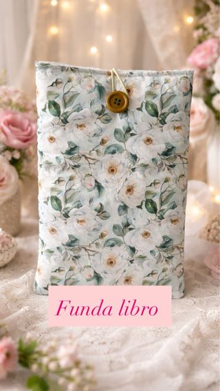 Funda libro/tablet floral con botón
