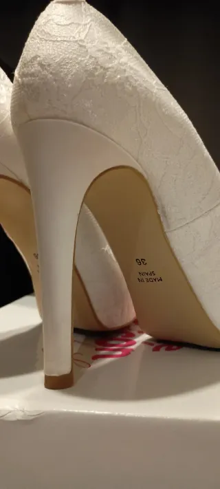 Zapatos de Novia Blancos Encaje Peep Toe