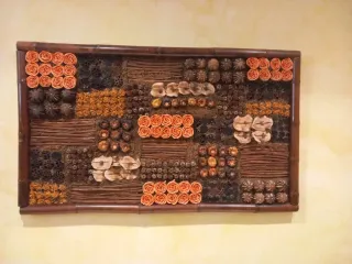 Cuadro decorativo frutas secas y bambú