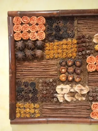 Cuadro decorativo frutas secas y bambú