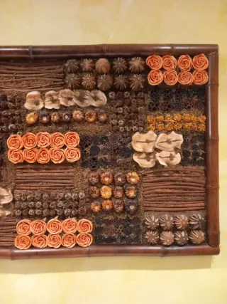 Cuadro decorativo frutas secas y bambú