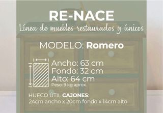 Mueble auxiliar cajones restaurado estrecho-Romero