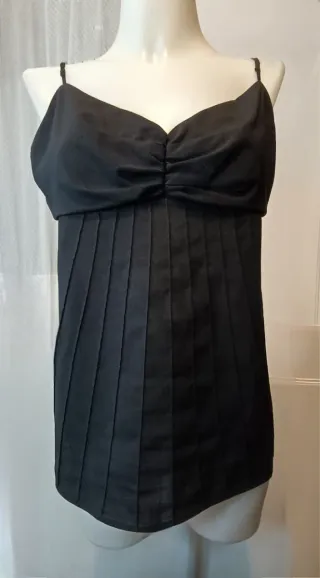 Top H&M Negro Gasa Elástica Talla 46