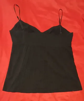 Top H&M Negro Gasa Elástica Talla 46