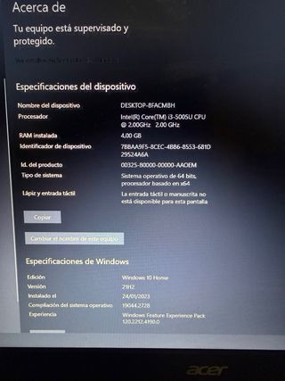 Portátil Acer i3 4GB RAM