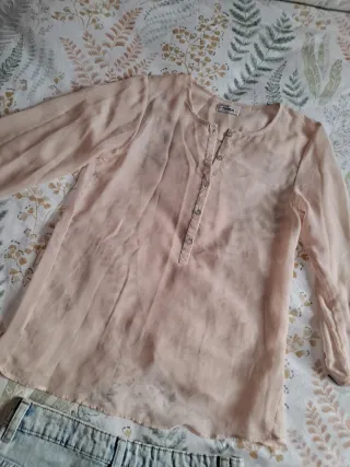 Conjunto Falda Vaquera y Blusa Rosa