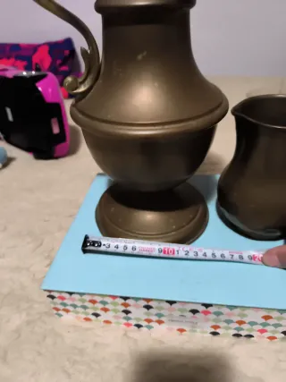 Set 2 Jarras Cobre Antiguas Con Asa