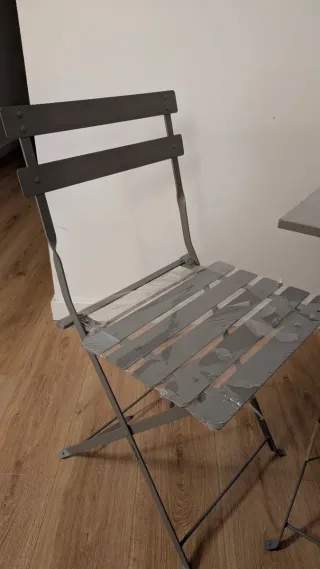 Mesa y 2 Sillas Terraza Hierro Plegables