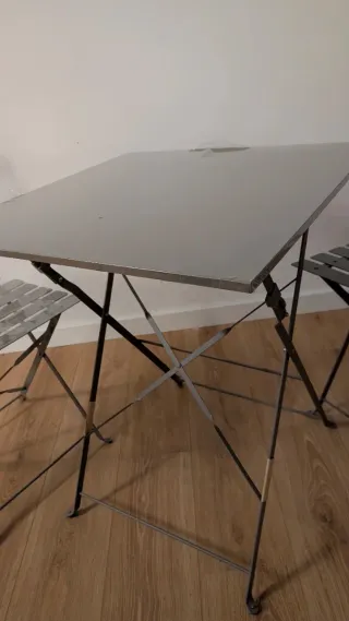 Mesa y 2 Sillas Terraza Hierro Plegables