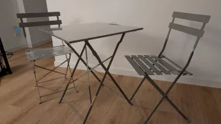 Mesa y 2 Sillas Terraza Hierro Plegables