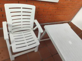 Mesa y 2 Sillas Terraza Plástico Blanco