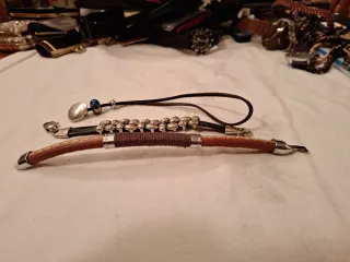 Lote 3 pulseras cuero con plata