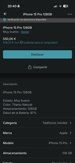 iPhone 15 Pro 128GB