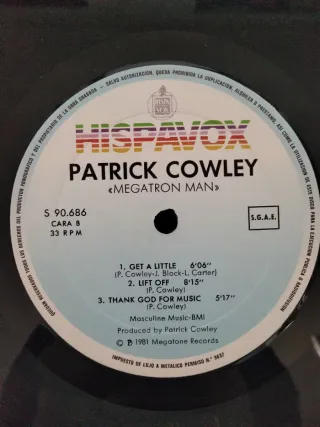 Vinilo LP Patrick Cowley Megatron Man