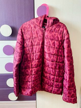 Abrigo niña estampado rosa y morado T.146/152