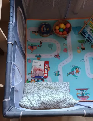 Parque infantil 120x120 cm + alfombra reversible