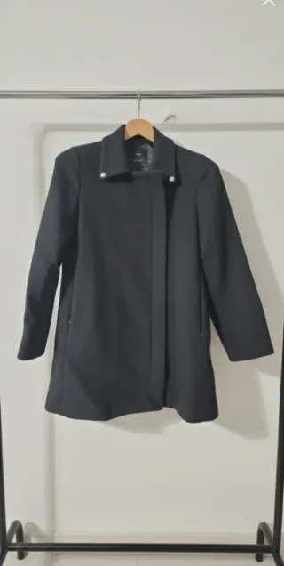 Abrigo Lana Negro Mango Talla S