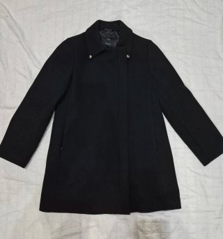 Abrigo Lana Negro Mango Talla S