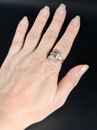 Anillo Vintage Plata Ley y Citrino