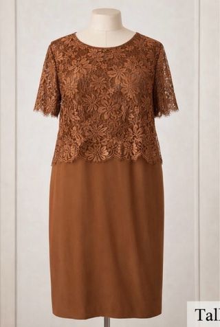 Vestido vintage encaje marrón T.46