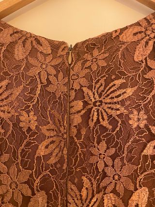 Vestido vintage encaje marrón T.46