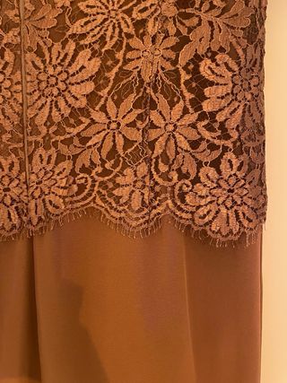 Vestido vintage encaje marrón T.46