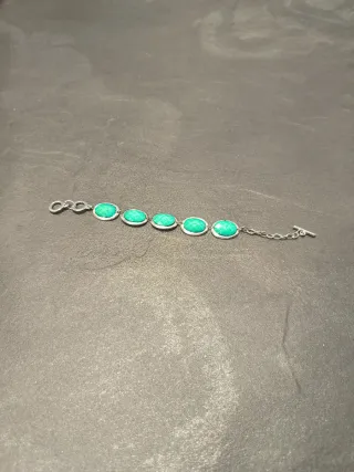 Pulsera eslabones ovalados verde/plateado