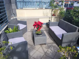 Conjunto Muebles Terraza Gris y Lila