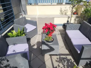 Conjunto Muebles Terraza Gris y Lila