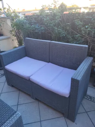 Conjunto Muebles Terraza Gris y Lila