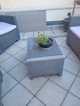 Conjunto Muebles Terraza Gris y Lila