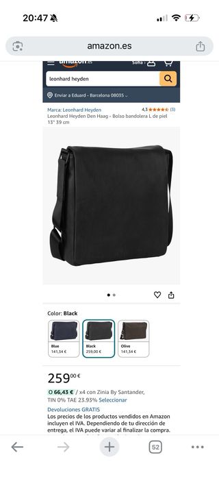 PORTADOCUMENTOS  piel Leonhard Heyden negra NUEVA