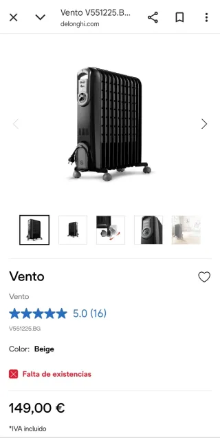 Radiador Aceite Delonghi Vento Blanco