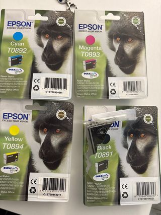 Tintas Epson T0892 Cyan, T0893 Magenta, T0894 Yell