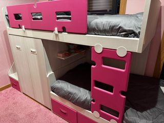 Cama tren con armario y cajones