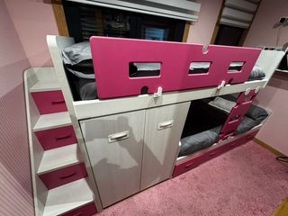 Cama tren con armario y cajones