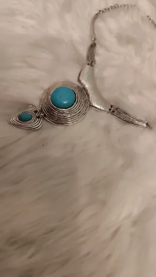 Collar étnico plata y turquesa