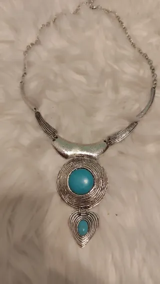 Collar étnico plata y turquesa