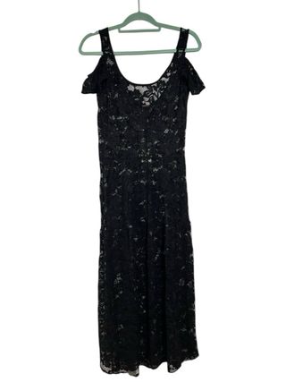 Abito lungo nero in pizzo Guess