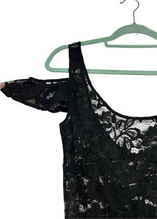 Abito lungo nero in pizzo Guess